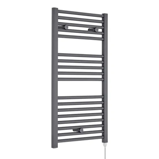 Nuie Anthracite Vertical Electric Heated Towel Rail - 920mm x 480mm - Trusted Building Supplies