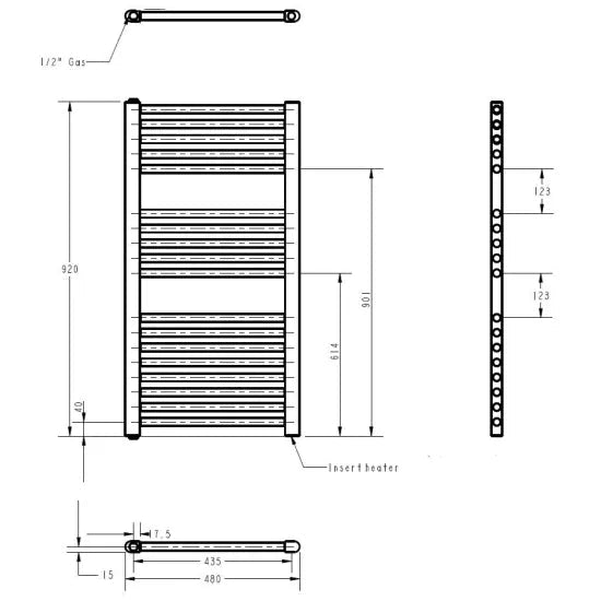Nuie Anthracite Vertical Electric Heated Towel Rail - 920mm x 480mm - Trusted Building Supplies