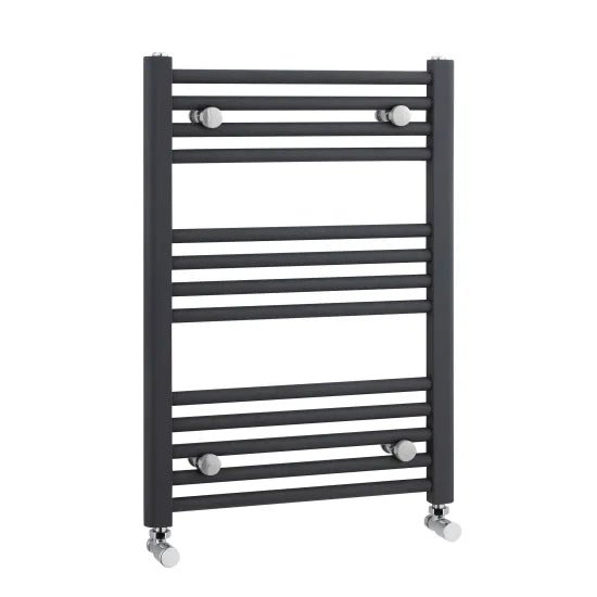 Nuie Anthracite Vertical Heated Towel Rail - 700mm x 500mm - Trusted Building Supplies
