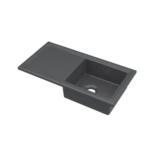 Nuie Black Inset Fireclay Kitchen Sink 1 Bowl - 1010mm x 525mm - Trusted Building Supplies