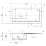 Nuie Black Inset Fireclay Kitchen Sink 1 Bowl - 1010mm x 525mm - Trusted Building Supplies
