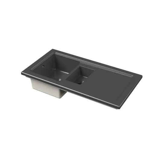 Nuie Black Inset Fireclay Kitchen Sink 1.5 Bowl - 1010mm x 525mm - Trusted Building Supplies