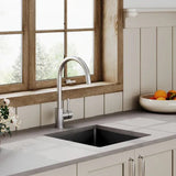 Nuie Black Undermount Fireclay Kitchen Sink 1 Bowl with Overflow - 457mm x 457mm - Trusted Building Supplies