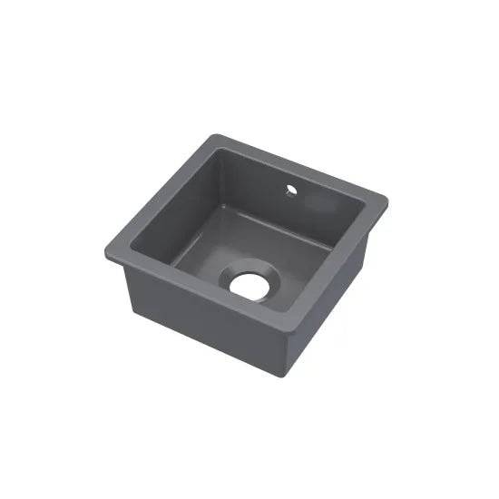 Nuie Black Undermount Fireclay Kitchen Sink 1 Bowl with Overflow - 457mm x 457mm - Trusted Building Supplies
