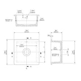Nuie Black Undermount Fireclay Kitchen Sink 1 Bowl with Overflow - 457mm x 457mm - Trusted Building Supplies