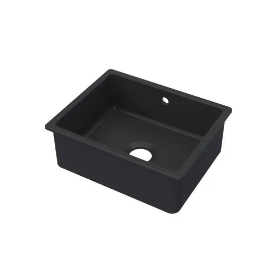 Nuie Black Undermount Fireclay Kitchen Sink 1 Bowl with Overflow - 548mm x 442mm - Trusted Building Supplies