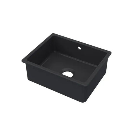 Nuie Black Undermount Fireclay Kitchen Sink 1 Bowl with Overflow - 548mm x 442mm - Trusted Building Supplies