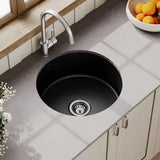 Nuie Black Undermount Round Kitchen Sink 1 Bowl with Overflow - 460mm - Trusted Building Supplies