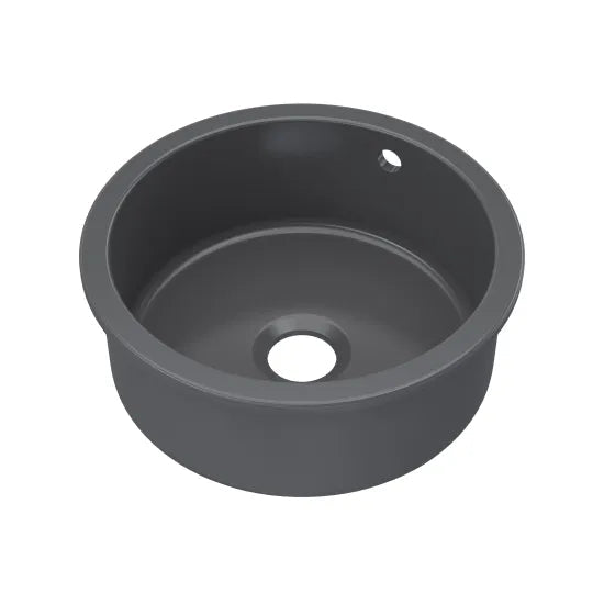 Nuie Black Undermount Round Kitchen Sink 1 Bowl with Overflow - 460mm - Trusted Building Supplies