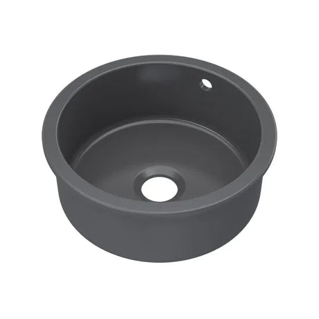 Nuie Black Undermount Round Kitchen Sink 1 Bowl with Overflow - 460mm - Trusted Building Supplies