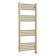 Nuie Brushed Brass Vertical Electric Heated Towel Rail - 1200mm x 500mm - Trusted Building Supplies