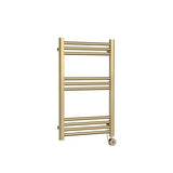 Nuie Brushed Brass Vertical Electric Heated Towel Rail - 800mm x 500mm - Trusted Building Supplies