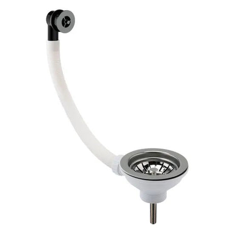 Nuie Brushed Nickel 90mm Basket Strainer Fireclay Kitchen Sink Waste with Overflow - Trusted Building Supplies