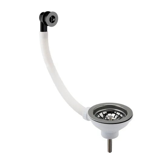 Nuie Brushed Pewter 90mm Basket Strainer Fireclay Kitchen Sink Waste with Overflow - Trusted Building Supplies