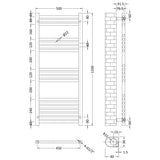 Nuie Choice Brushed Brass Vertical Heated Towel Rail - 1200mm x 500mm - Trusted Building Supplies