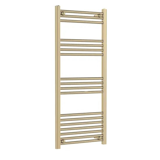 Nuie Choice Brushed Brass Vertical Heated Towel Rail - 1200mm x 500mm - Trusted Building Supplies