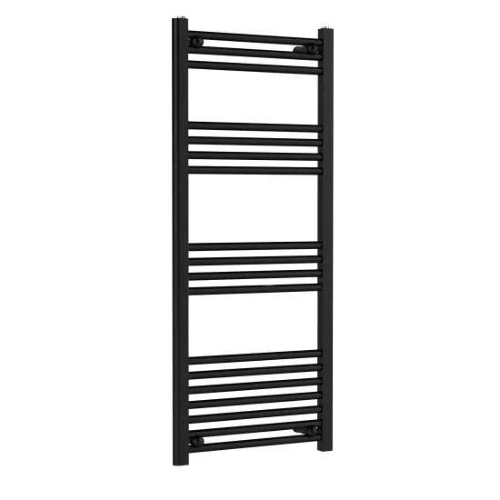 Nuie Choice Matt Black Vertical Heated Towel Rail - 1200mm x 500mm - Trusted Building Supplies