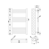 Nuie Choice Matt White Vertical Heated Towel Rail - 800mm x 500mm - Trusted Building Supplies