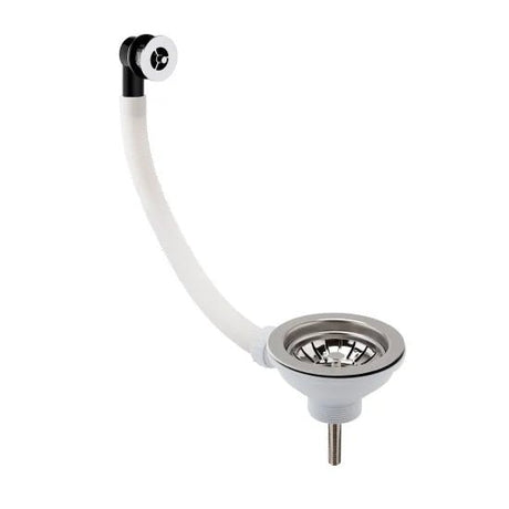 Nuie Chome 90mm Basket Strainer Fireclay Kitchen Sink Waste with Overflow - Trusted Building Supplies