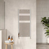Nuie Chrome Curved Vertical Heated Towel Rail - 1100mm x 500mm - Trusted Building Supplies