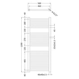 Nuie Chrome Square Vertical Heated Towel Rail - 1200mm x 500mm - Trusted Building Supplies