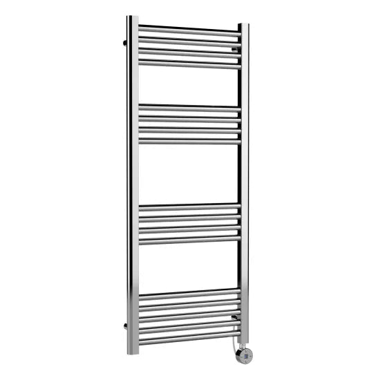 Nuie Chrome Vertical Electric Heated Towel Rail - 1200mm x 500mm - Trusted Building Supplies