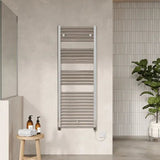 Nuie Chrome Vertical Electric Heated Towel Rail - 1375mm x 480mm - Trusted Building Supplies