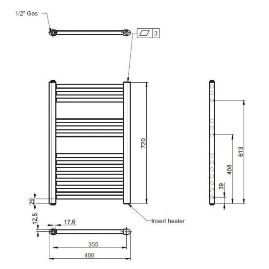 Nuie Chrome Vertical Electric Heated Towel Rail - 720mm x 400mm - Trusted Building Supplies