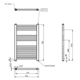 Nuie Chrome Vertical Electric Heated Towel Rail - 720mm x 400mm - Trusted Building Supplies