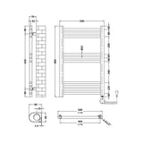 Nuie Chrome Vertical Electric Heated Towel Rail - 800mm x 500mm - Trusted Building Supplies