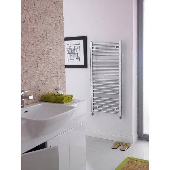 Nuie Chrome Vertical Heated Towel Rail - 1100mm x 500mm - Trusted Building Supplies