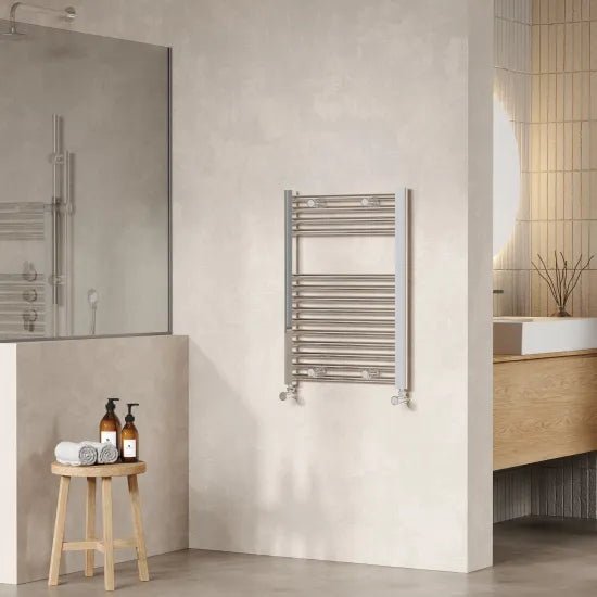 Nuie Chrome Vertical Heated Towel Rail - 700mm x 500mm - Trusted Building Supplies