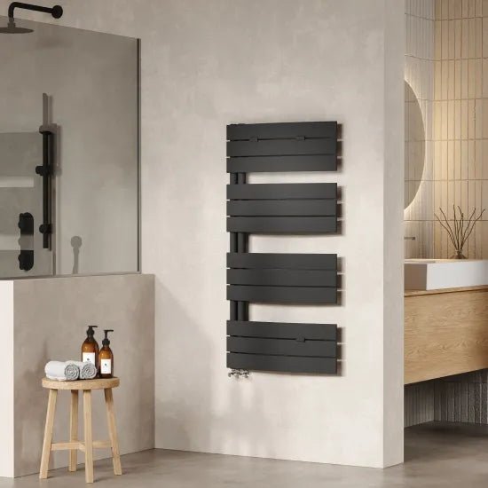 Nuie Elgin Anthracite Horizontal Heated Towel Rail - 1080mm x 550mm - Trusted Building Supplies