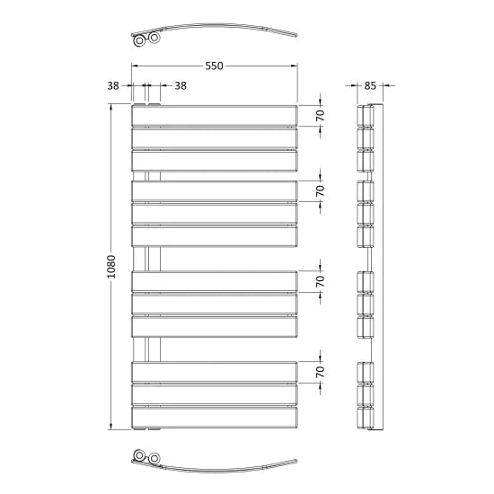 Nuie Elgin Anthracite Horizontal Heated Towel Rail - 1080mm x 550mm - Trusted Building Supplies