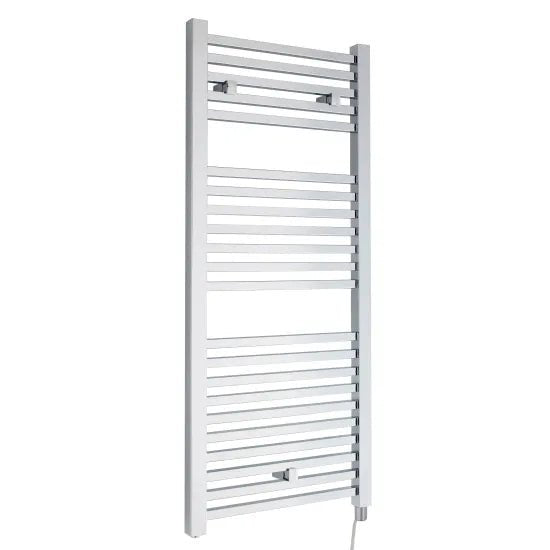 Nuie Eton Chrome Vertical Electric Heated Towel Rail - 1100mm x 500mm - Trusted Building Supplies