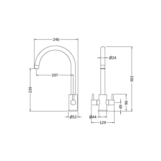 Nuie Lachen Mono Kitchen Sink Mixer Tap Dual Lever Handle - Trusted Building Supplies