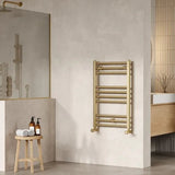 Nuie Lorica Brushed Brass Vertical Single Panel Radiator - 800mm x 500mm - Trusted Building Supplies