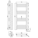 Nuie Matt Black Vertical Electric Heated Towel Rail - 1200mm x 500mm - Trusted Building Supplies