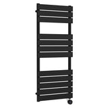 Nuie Matt Black Vertical Electric Heated Towel Rail - 1213mm x 500mm - Trusted Building Supplies