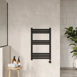 Nuie Matt Black Vertical Electric Heated Towel Rail - 800mm x 500mm - Trusted Building Supplies