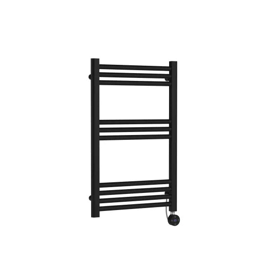 Nuie Matt Black Vertical Electric Heated Towel Rail - 800mm x 500mm - Trusted Building Supplies