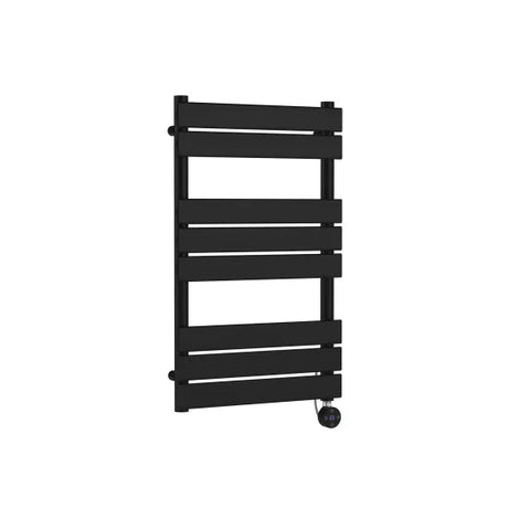 Nuie Matt Black Vertical Electric Heated Towel Rail - 840mm x 500mm - Trusted Building Supplies