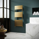 Nuie Piazza Brushed Brass Horizontal Heated Towel Rail - 1213mm x 500mm - Trusted Building Supplies