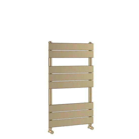 Nuie Piazza Brushed Brass Vertical Heated Towel Rail - 840mm x 500mm - Trusted Building Supplies