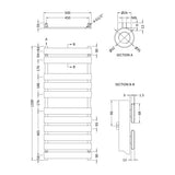 Nuie Piazza Chrome Horizontal Heated Towel Rail - 1200mm x 500mm - Trusted Building Supplies