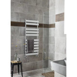 Nuie Piazza Chrome Horizontal Heated Towel Rail - 1200mm x 500mm - Trusted Building Supplies