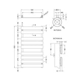Nuie Piazza Chrome Horizontal Heated Towel Rail - 950mm x 500mm - Trusted Building Supplies