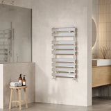 Nuie Piazza Chrome Horizontal Heated Towel Rail - 950mm x 500mm - Trusted Building Supplies
