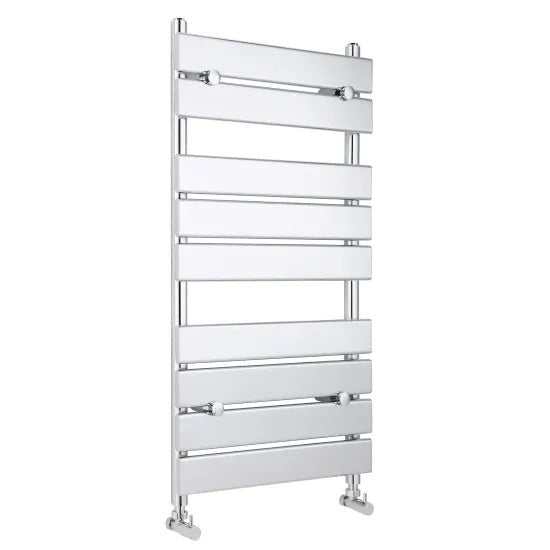 Nuie Piazza Chrome Horizontal Heated Towel Rail - 950mm x 500mm - Trusted Building Supplies