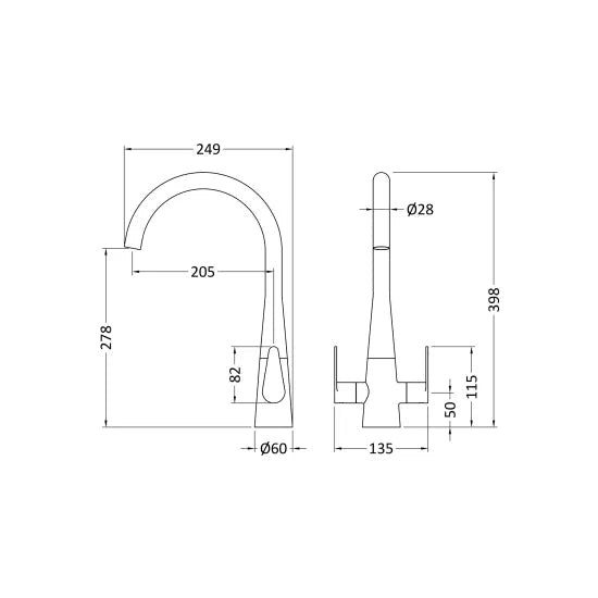 Nuie Samir Mono Kitchen Sink Mixer Tap Dual Lever Handle - Trusted Building Supplies